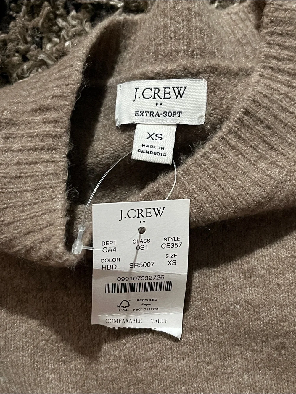 JY26 J. Crew Midi Sweater Dress in Extra Soft Brown